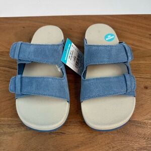 New NWT Big Kids Reef Little Ojai Suede Blue Sandals Shoes Size 3 Y